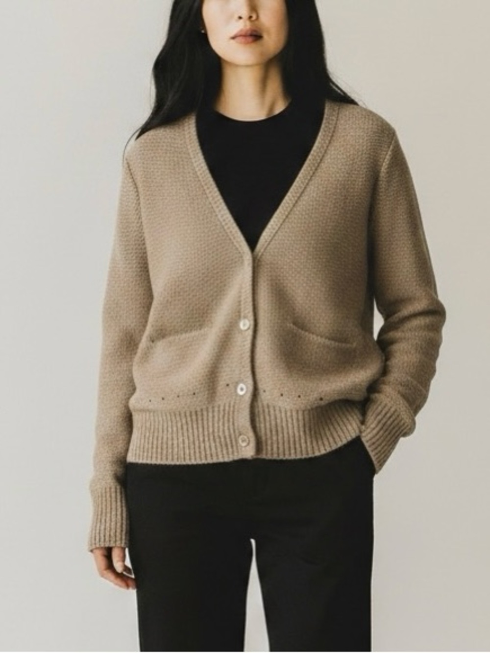 T by Alexander Wang Brown Button Down Knit Sweater Cardigan V-Neck Cotton Sz‎ S